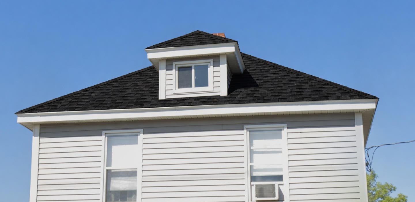A Moncton roof after the reroof, new Moire Black shingles